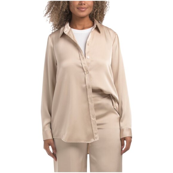 TAHARI ASL Long Sleeve Woven Top - Picture 1 of 2